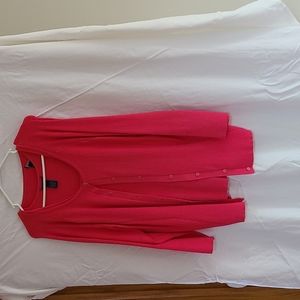 Cherry and Cheery Pink Knit Sweater Set. Cardigan and Sleeveless Tank